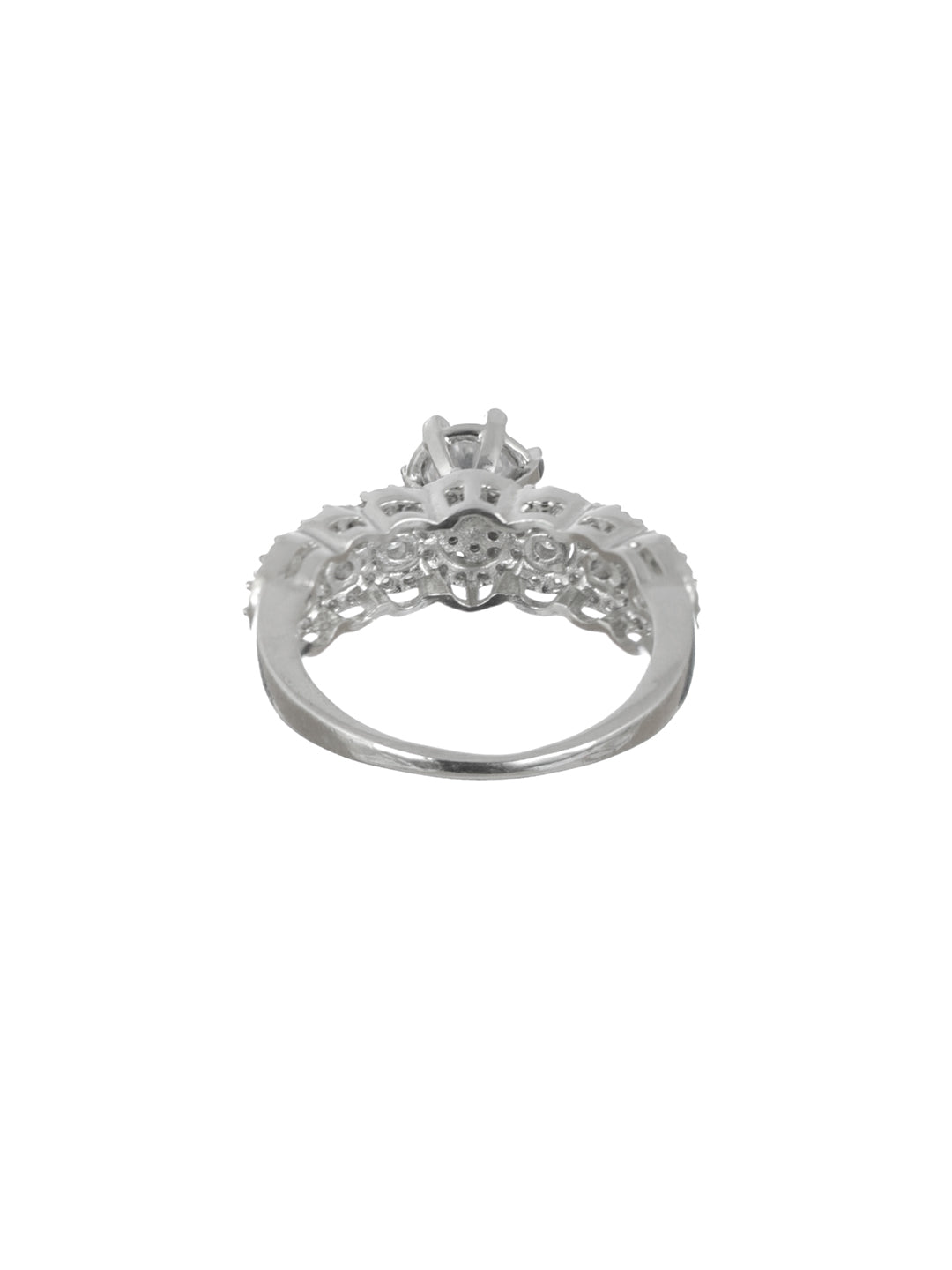Round Cut Diamond Engagement Ring – Pavé Band, White Gold Luxury Proposal Ring