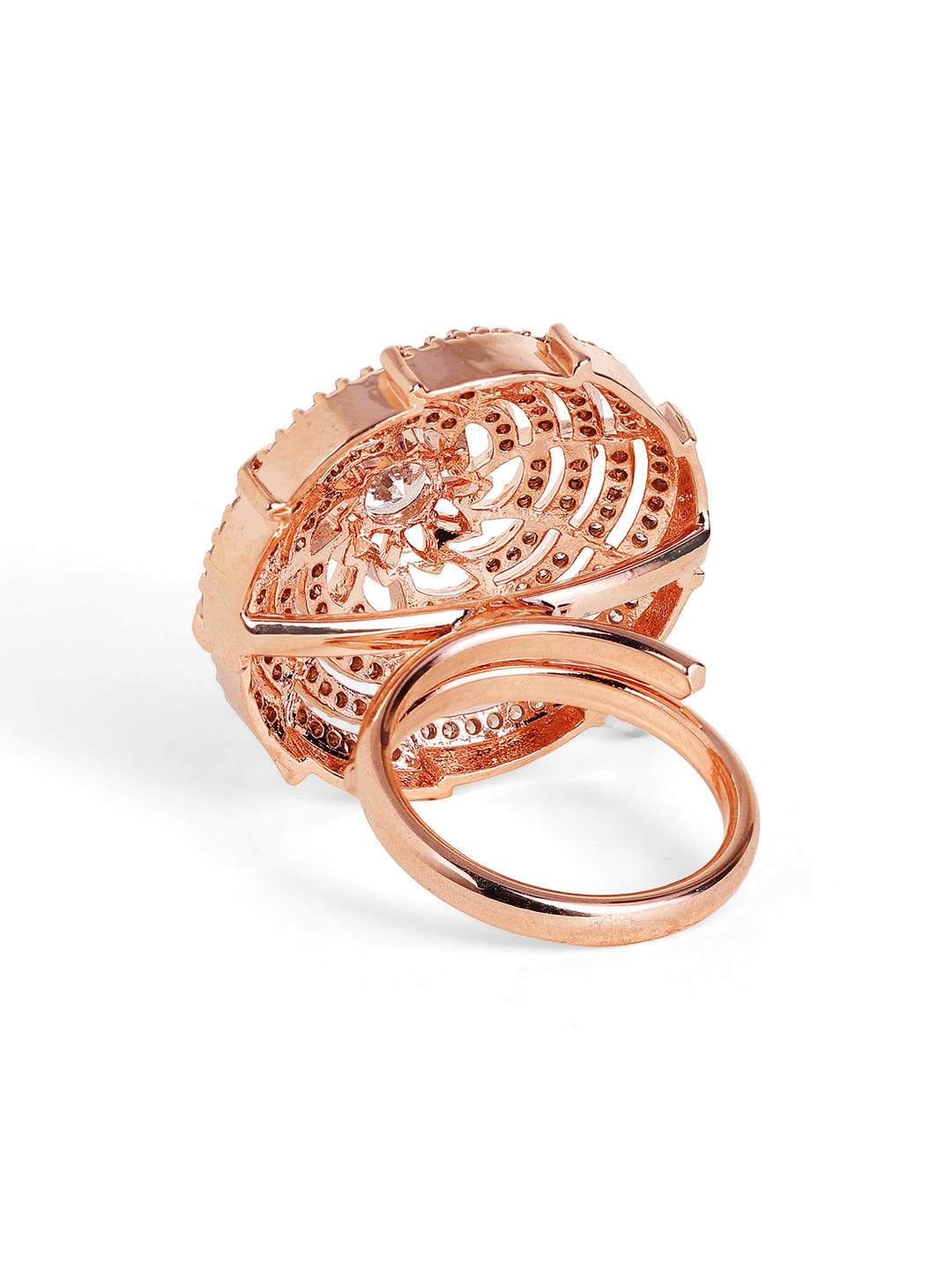 Luxury Floral Halo Ring in Rose Gold – Pavé Diamond Style Statement Ring for Women