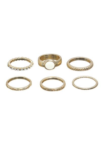Minimalist Gold Ring Set for Women – Stackable Adjustable Rings (Set of 7)