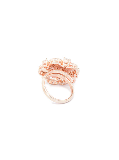 Luxury Floral Pavé Ring in Rose Gold – Elegant Statement Cocktail Ring for Women