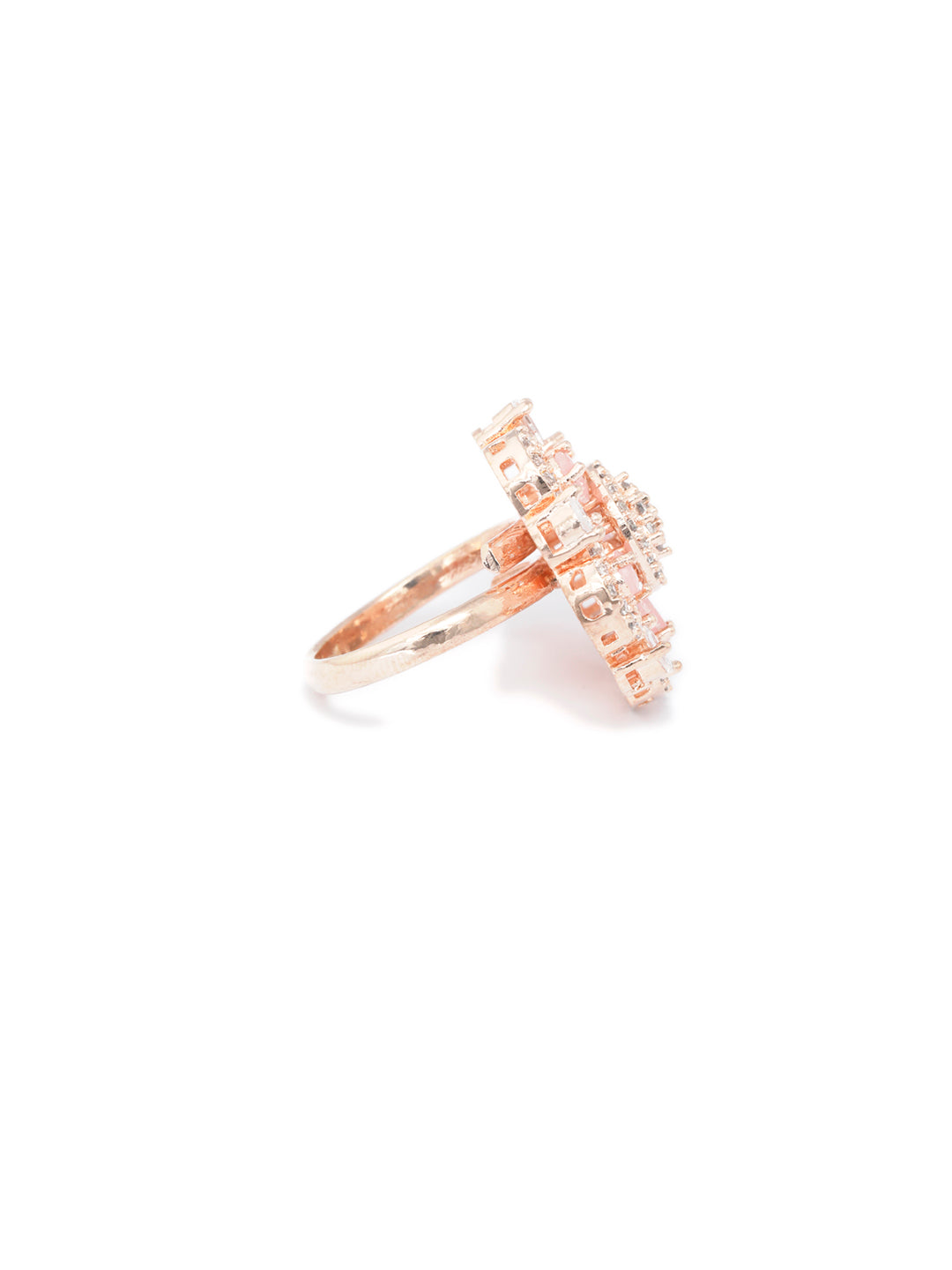 Luxury Floral Pavé Ring in Rose Gold – Elegant Statement Cocktail Ring for Women