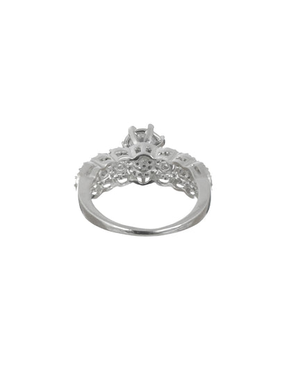 Round Cut Diamond Engagement Ring – Pavé Band, White Gold Luxury Proposal Ring
