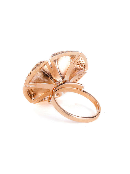 Luxury Starburst Floral Ring in Rose Gold – Pavé Diamond Style Statement Ring for Women